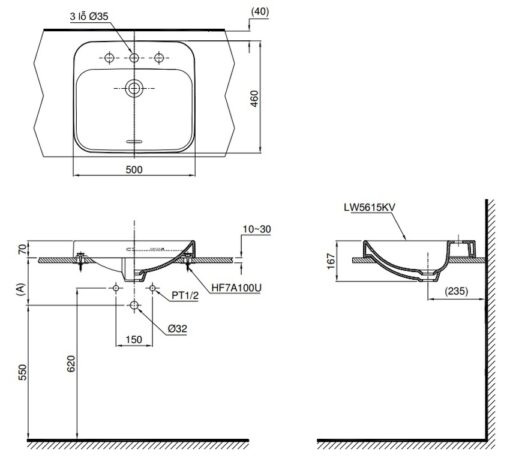 Chậu rửa lavabo đặt bàn TOTO LT5615