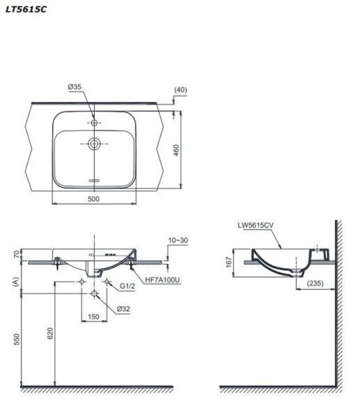 Chậu rửa lavabo đặt bàn TOTO LT5615C