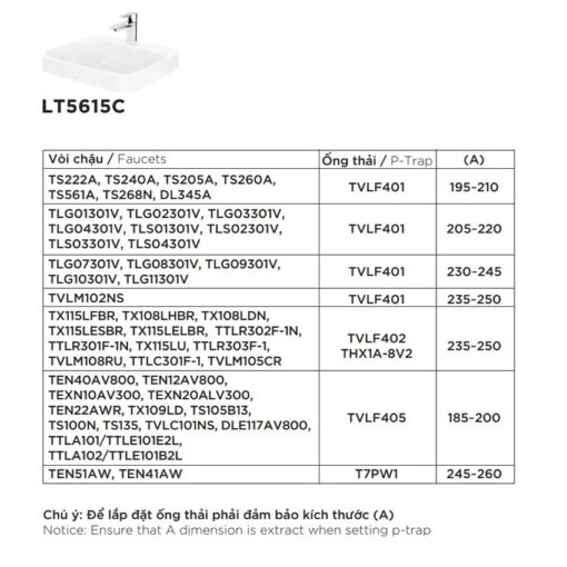 Chậu rửa lavabo đặt bàn TOTO LT5615C