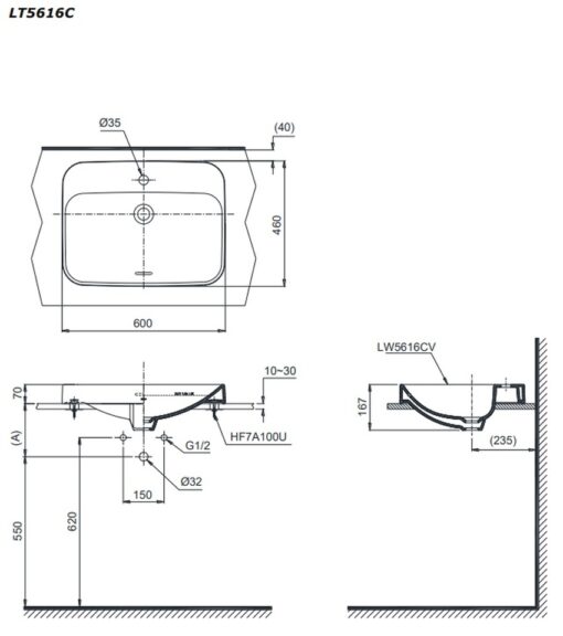 Chậu rửa lavabo đặt bàn TOTO LT5616C