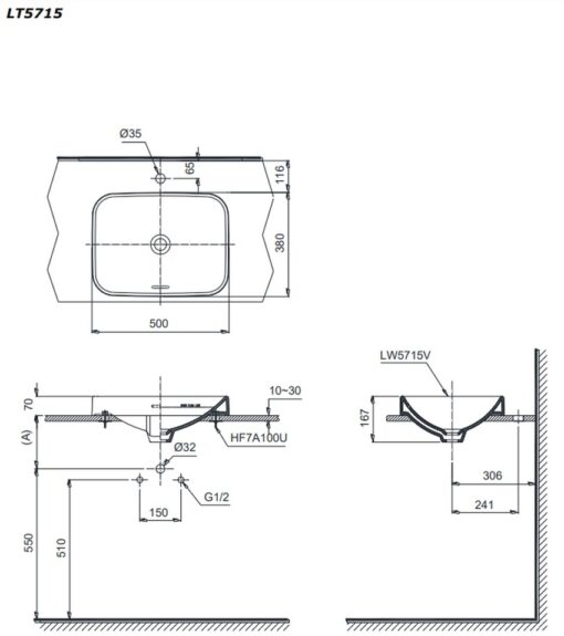 Chậu rửa lavabo đặt bàn TOTO LT5715