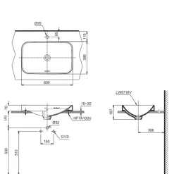 Chậu rửa lavabo đặt bàn TOTO LT5716 13 Chậu rửa lavabo đặt bàn TOTO LT5716