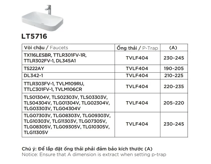 Chậu rửa lavabo đặt bàn TOTO LT5716 8 Chậu rửa lavabo đặt bàn TOTO LT5716