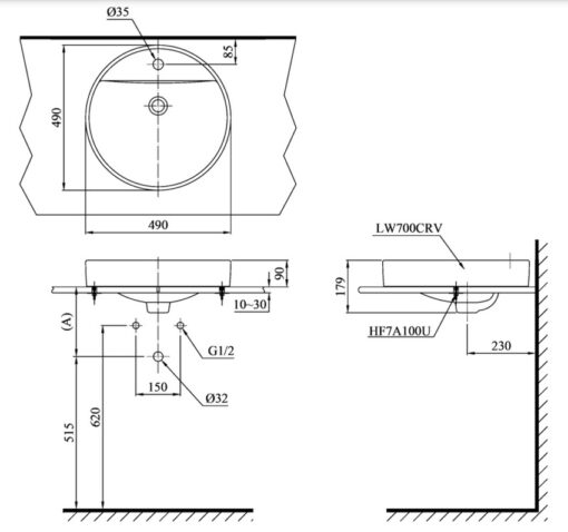 Chậu rửa lavabo đặt bàn TOTO LT700CTR