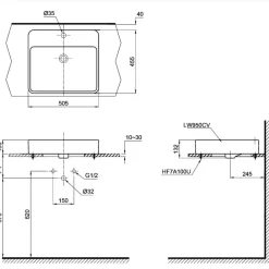 Chậu rửa lavabo đặt bàn TOTO LT950C 17 Chậu rửa lavabo đặt bàn TOTO LT950C