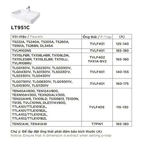 Chậu rửa lavabo đặt bàn TOTO LT951C