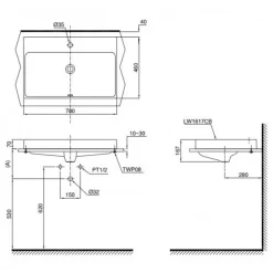 Chậu rửa lavabo đặt bàn TOTO LW1617C 15 Chậu rửa lavabo đặt bàn TOTO LW1617C
