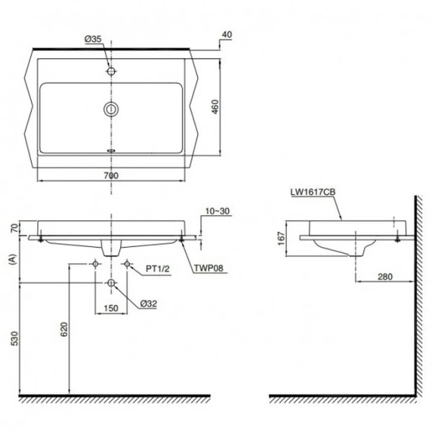 Chậu rửa lavabo đặt bàn TOTO LW1617C 8 Chậu rửa lavabo đặt bàn TOTO LW1617C