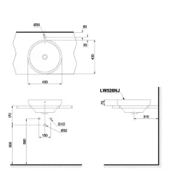 Chậu rửa lavabo đặt bàn TOTO LW526NJU 16 Chậu rửa lavabo đặt bàn TOTO LW526NJU