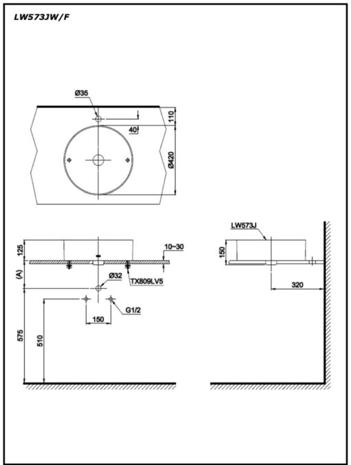 Chậu rửa lavabo đặt bàn TOTO LW573JWF