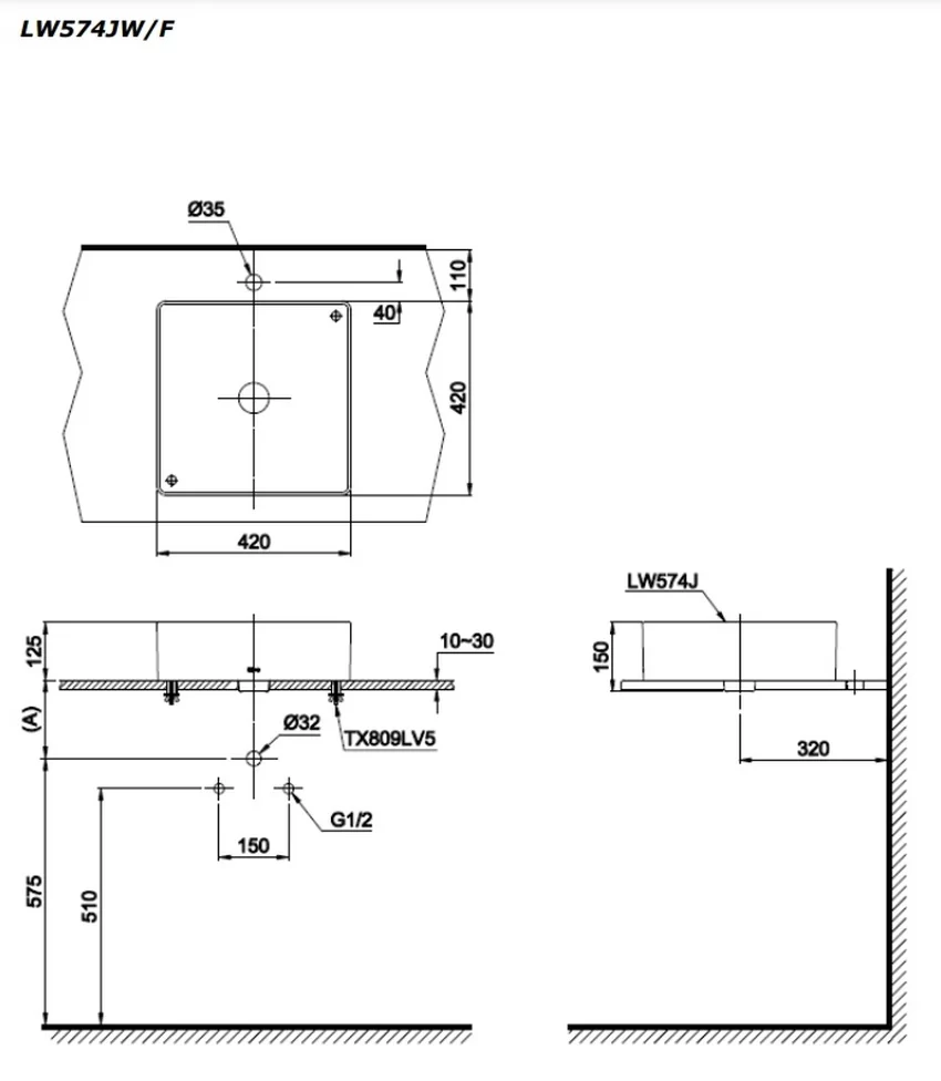 Chậu rửa lavabo đặt bàn TOTO LW574JWF 9 Chậu rửa lavabo đặt bàn TOTO LW574JWF
