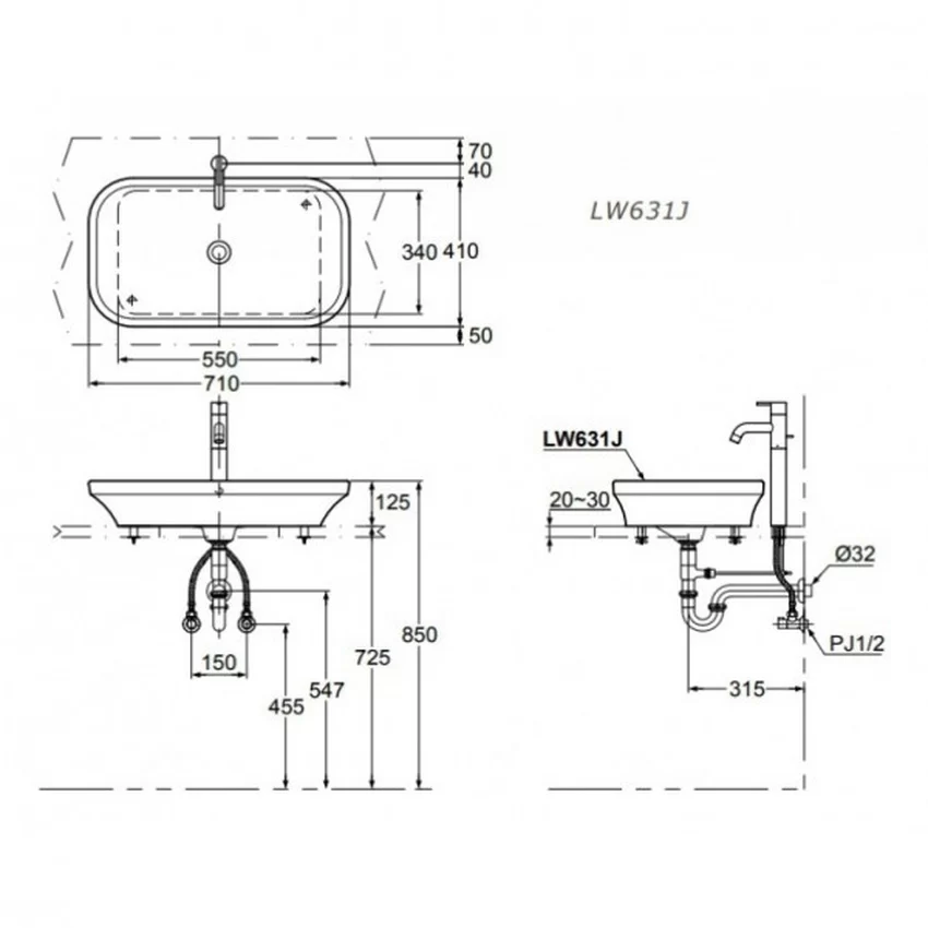 Chậu Rửa Lavabo TOTO LW631JW/F Chậu Rửa Lavabo TOTO LW631JW/F