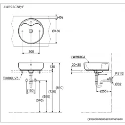 Chậu rửa lavabo đặt bàn TOTO LW893CJW/F 10 Chậu rửa lavabo đặt bàn TOTO LW893CJW/F