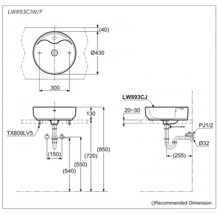 Chậu rửa lavabo đặt bàn TOTO LW893CJW/F 15 Chậu Rửa Lavabo Đặt Bàn TOTO LW893CJW/F Hình 4