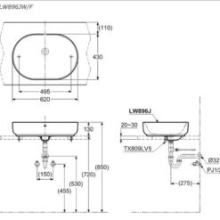 Chậu rửa lavabo đặt bàn TOTO LW896JW/F chậu men màu