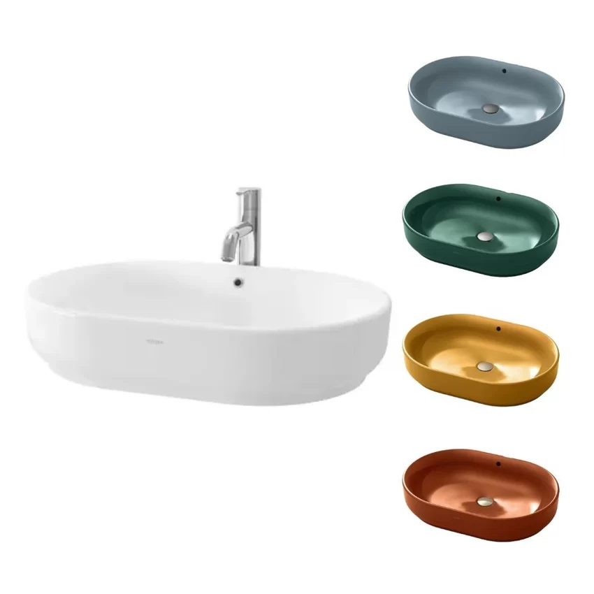Chậu rửa lavabo đặt bàn TOTO LW896JW/F chậu men màu 10 Chậu rửa lavabo đặt bàn TOTO LW896JW/F chậu men màu