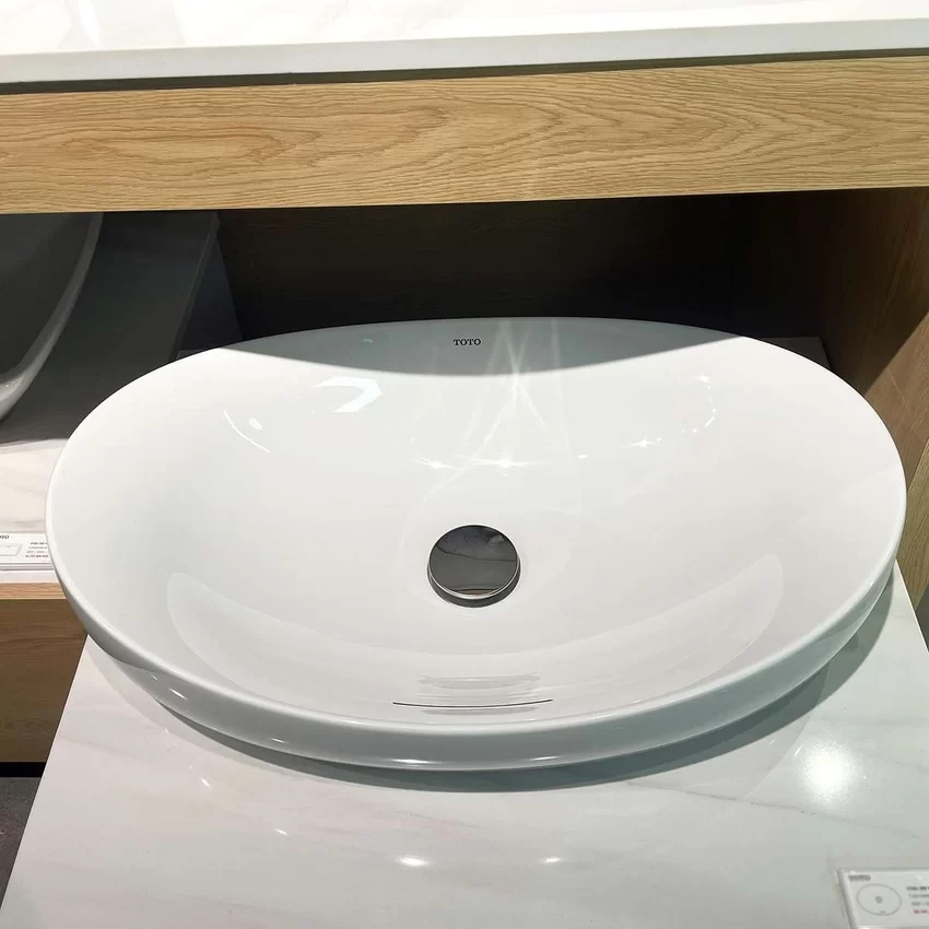 Chậu rửa lavabo đặt bàn TOTO PJS01WE đá cẩm thạch nhân tạo 22 Chậu rửa lavabo TOTO PJS01WE chính hãng - PJS01WE