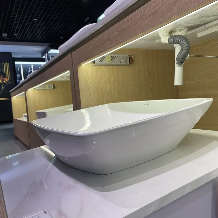 Chậu rửa lavabo đặt bàn TOTO PJS02WE đá cẩm thạch nhân tạo 24 Chậu rửa lavabo TOTO PJS02WE đá cẩm thạch nhân tạo - Phù hợp nhiều không gian