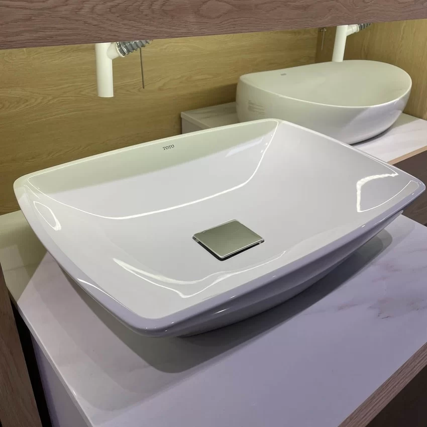 Chậu rửa lavabo đặt bàn TOTO PJS02WE đá cẩm thạch nhân tạo 8 Chậu rửa lavabo đặt bàn TOTO PJS02WE đá cẩm thạch nhân tạo