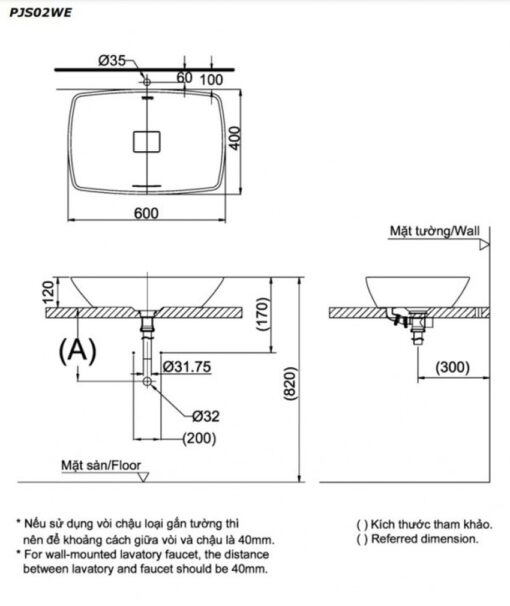 Chậu rửa lavabo đặt bàn TOTO PJS02WE đá cẩm thạch nhân tạo