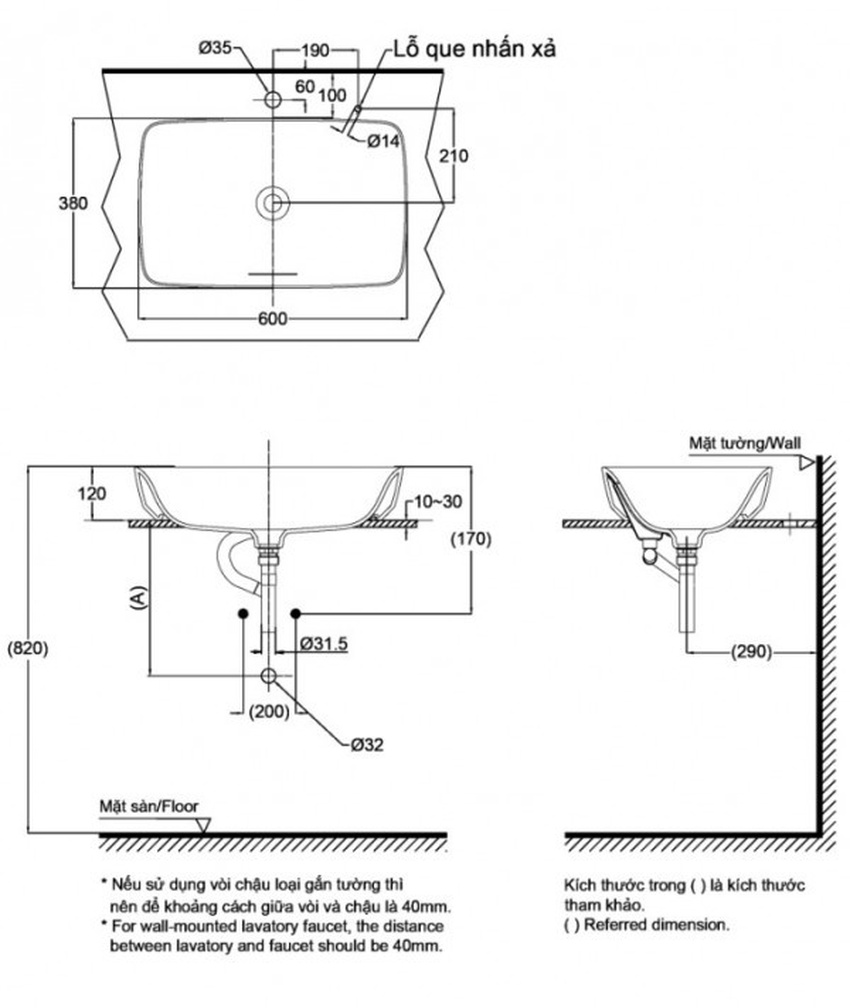 Chậu rửa lavabo TOTO PJS06WE PJS06WE thiết kế