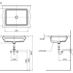 Chậu rửa mặt lavabo âm bàn TOTO LT1515#XW