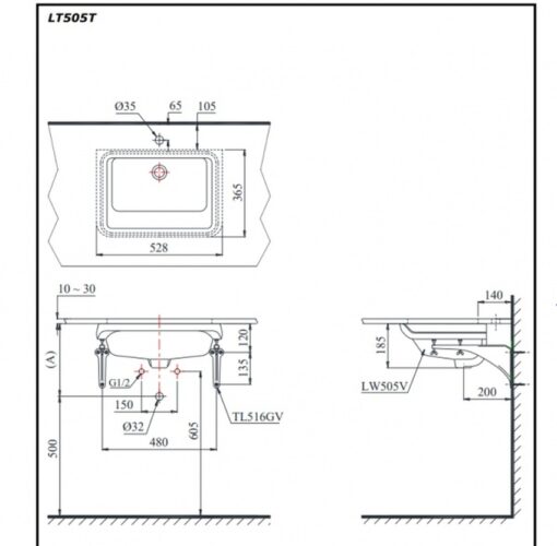 Chậu rửa mặt lavabo âm bàn TOTO LT505T#XW