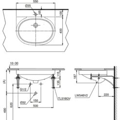 Chậu rửa mặt lavabo âm bàn TOTO LT546#XW