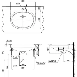 Chậu rửa mặt lavabo âm bàn TOTO LT546#XW