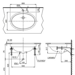 Chậu rửa mặt lavabo âm bàn TOTO LT548#XW