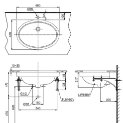 Chậu rửa mặt lavabo âm bàn TOTO LT548#XW