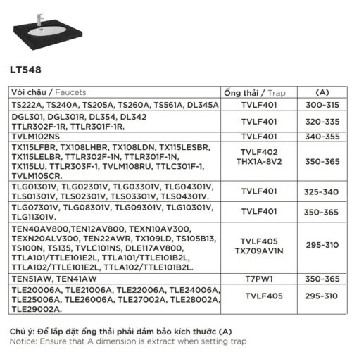 Chậu rửa mặt lavabo âm bàn TOTO LT548#XW