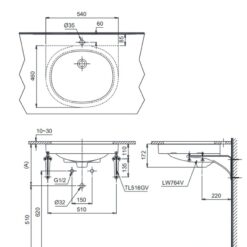 Chậu rửa mặt lavabo âm bàn TOTO LT764#XW