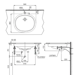 Chậu rửa mặt lavabo âm bàn TOTO LT764 11 Chậu rửa mặt lavabo âm bàn TOTO LT764#XW