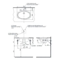 Chậu rửa mặt lavabo âm bàn TOTO LW1506V#XW TL516GV kèm giá đỡ
