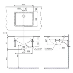 Chậu rửa mặt lavabo âm bàn TOTO LW1535V#XW