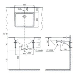 Chậu rửa mặt lavabo âm bàn TOTO LW1535V#XW TL516GV kèm giá đỡ