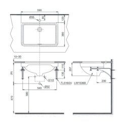 Chậu rửa mặt lavabo âm bàn TOTO LW1536V#XW