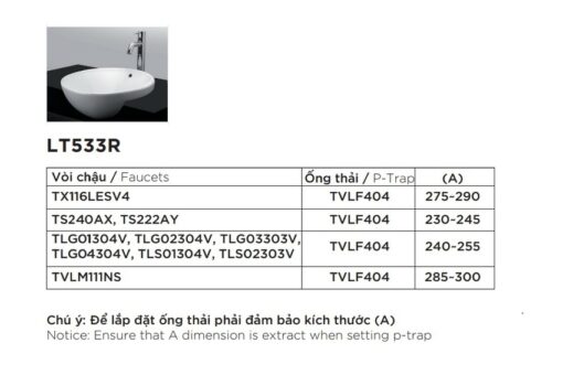 Chậu rửa mặt lavabo bán âm TOTO LT533R
