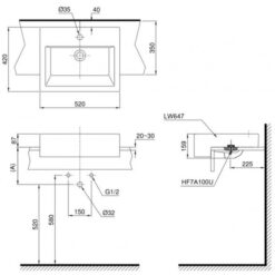 Chậu rửa mặt lavabo bán âm TOTO LT647CS