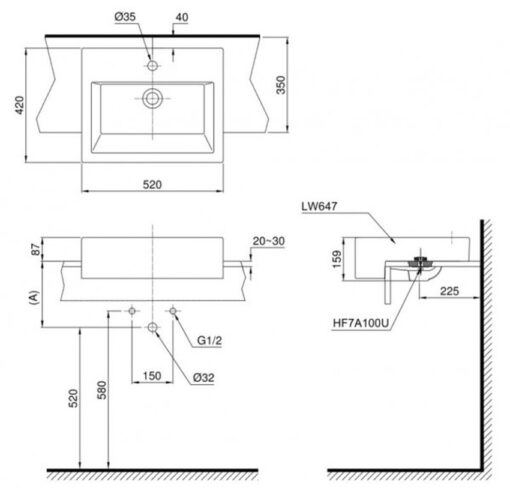 Chậu rửa mặt lavabo bán âm TOTO LT647CS