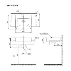 Chậu rửa mặt lavabo bán âm TOTO LW1315CBVN