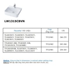 Chậu rửa mặt lavabo bán âm TOTO LW1315CBVN