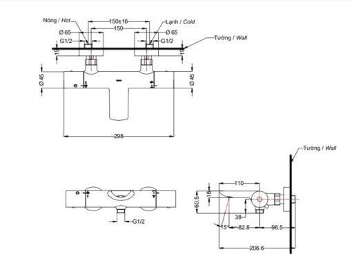 Củ sen tắm nhiệt độ TOTO TBV01402BA