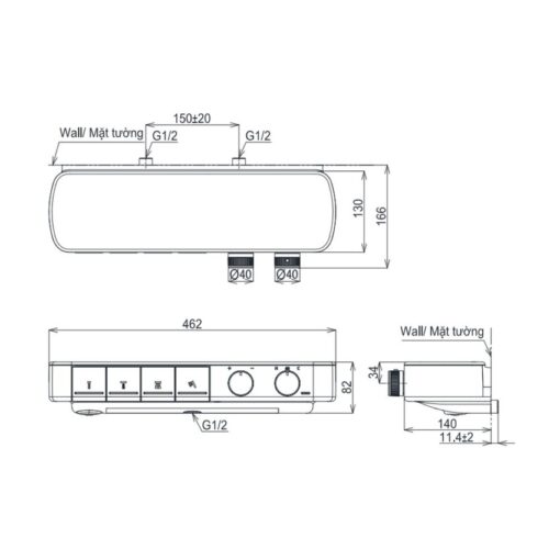 Củ sen tắm nhiệt độ TOTO TBV124A0A kèm kệ để đồ