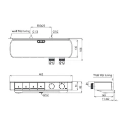 Củ sen tắm nhiệt độ TOTO TBV124B0A kèm kệ để đồ và vòi xả bồn