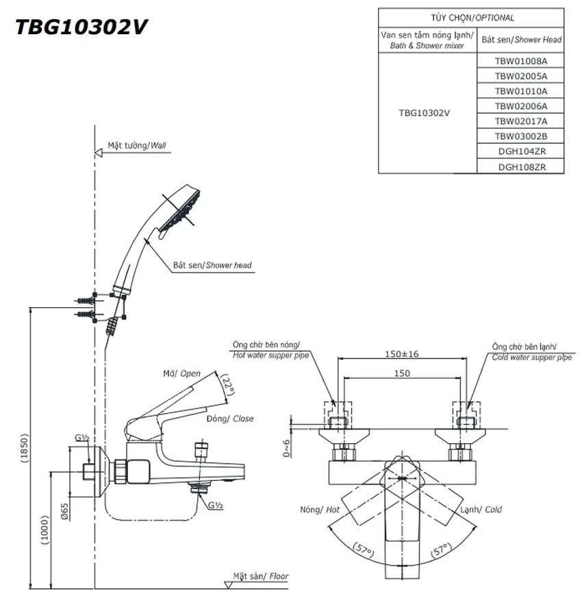 Củ sen tắm nóng lạnh GB Series TOTO TBG10302VA (TBG10302V) 9 Củ sen tắm nóng lạnh GB Series TOTO TBG10302VA (TBG10302V)