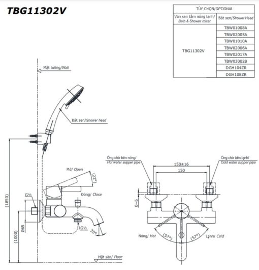 Củ sen tắm nóng lạnh GF Series TOTO TBG11302VA (TBG11302V)