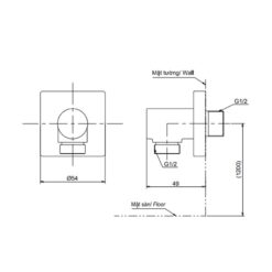 Cút nối tường TOTO TBW02013B dáng vuông