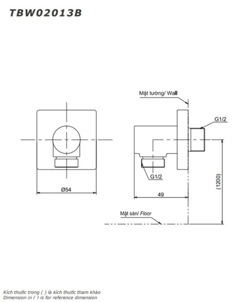 Cút nối tường TOTO TBW02013B dáng vuông